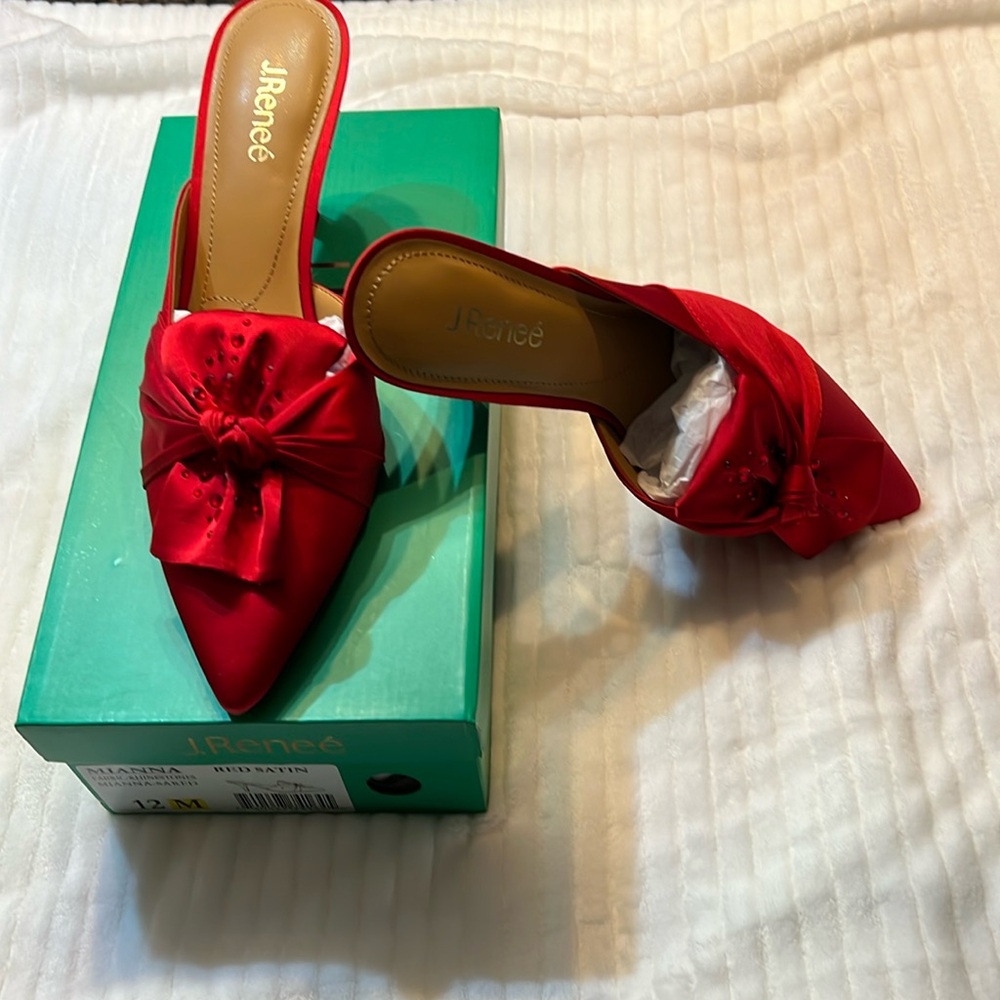 J. Renee Red Satin slip on heel